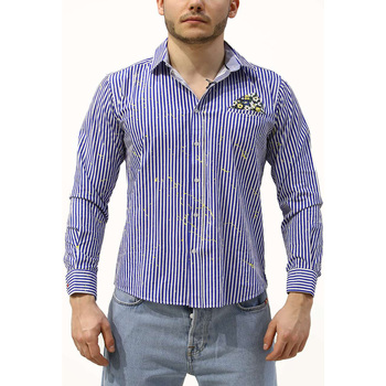 Textiel Heren Overhemden lange mouwen V2brand Camicia Uomo Blauw