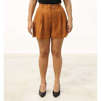 Textiel Dames Korte broeken / Bermuda's Manila Grace Shorts Con Tasche Brown