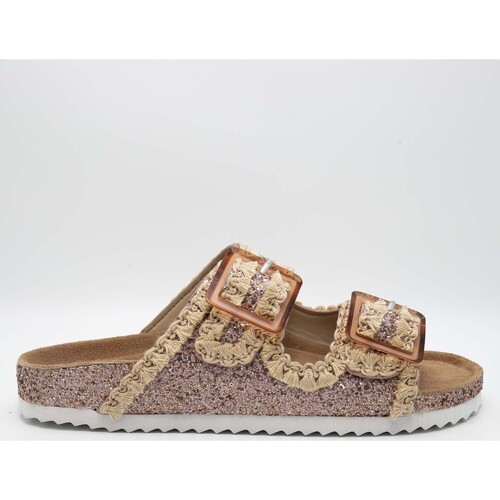 Schoenen Dames Sandalen / Open schoenen Colors of California Ciabatte Bio With Crochet Trim Roze