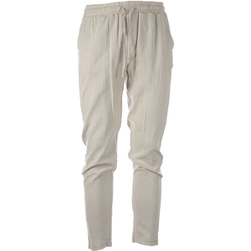 Textiel Heren Chino's V2brand Pantalone Sartoriale Lungo Lino Beige