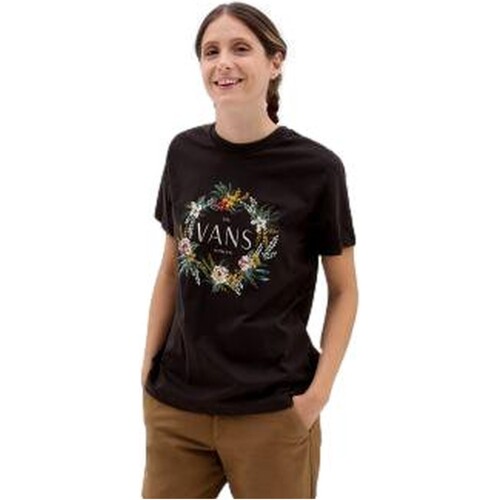 Textiel Dames T-shirts korte mouwen Vans CAMISETA MUJER  WREATH OF FLOWERS VN00050EXTF Zwart