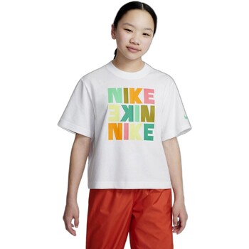 Textiel Meisjes T-shirts korte mouwen Nike CAMISETA NIA  BOXY PRINT DZ3579 Wit