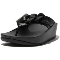Schoenen Dames Sandalen / Open schoenen FitFlop Opalle Rubber-Chain Leather Toe-Post Sandals - ZWART - Maat 37 ZWART