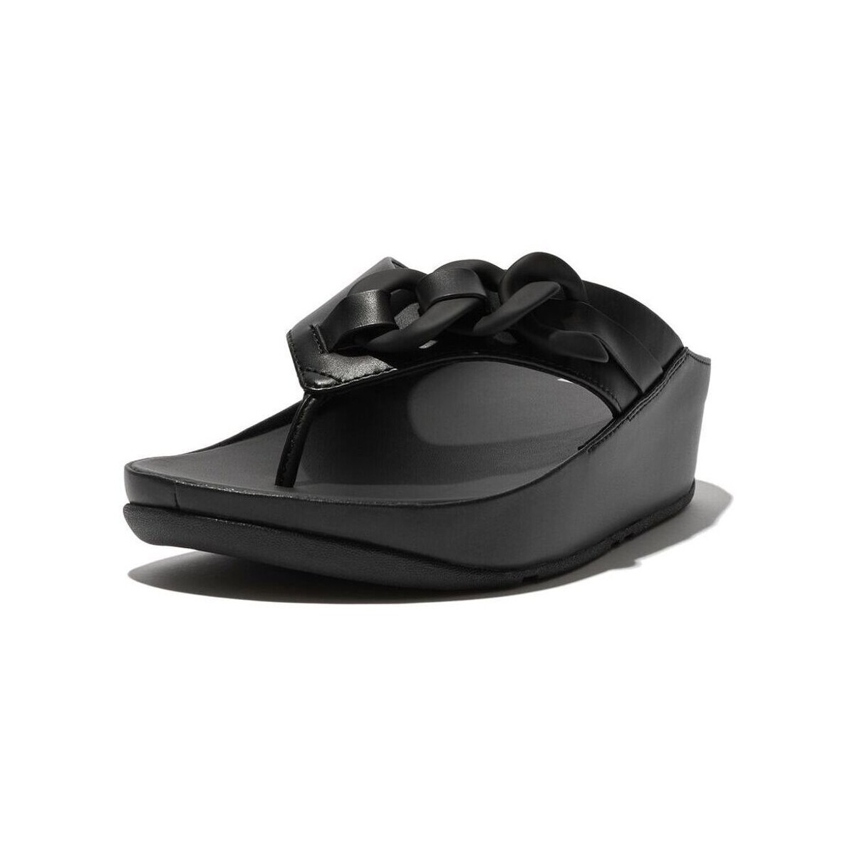 Schoenen Dames Sandalen / Open schoenen FitFlop Opalle Rubber-Chain Leather Toe-Post Sandals - ZWART - Maat 37 ZWART