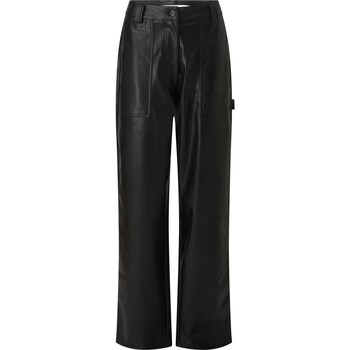 Textiel Dames Broeken / Pantalons Ck Jeans Faux Leather High Ri Zwart