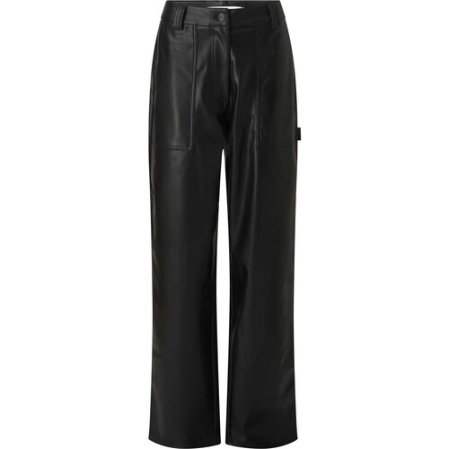 Textiel Dames Broeken / Pantalons Ck Jeans Faux Leather High Ri Zwart
