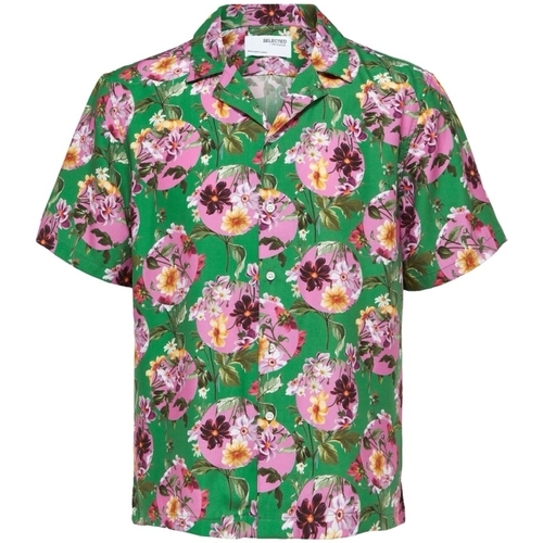 Textiel Heren Overhemden lange mouwen Selected Relax Liam Shirt - Jolly Green Multicolour