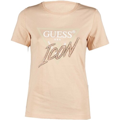 Textiel Dames T-shirts & Polo’s Guess T-Shirt  Icon Tee Roze