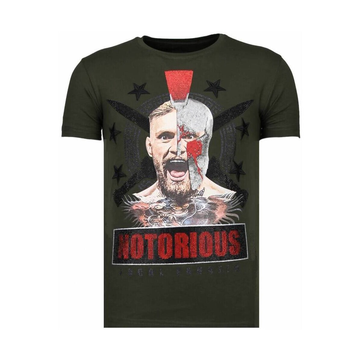 Textiel Heren T-shirts korte mouwen Local Fanatic Conor Notorious Warrior Rhinestone Groen