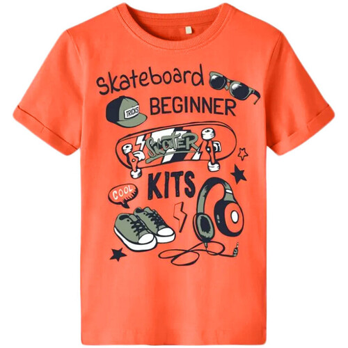 Textiel Kinderen T-shirts korte mouwen Name it  Orange