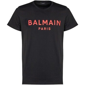 Textiel Heren T-shirts korte mouwen Balmain YH4EF000 BB65 Zwart