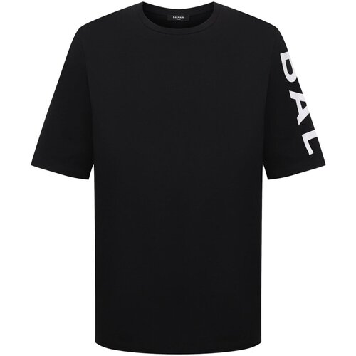 Textiel Heren T-shirts korte mouwen Balmain XH1EH015 BB15 Zwart