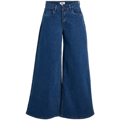 Textiel Dames Broeken / Pantalons Object Jeans Moji Wide - Medium Blue Denim Blauw