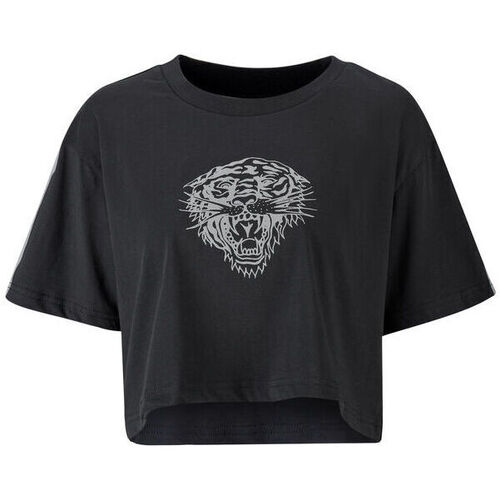 Textiel Heren T-shirts korte mouwen Ed Hardy Tiger glow crop top black Zwart