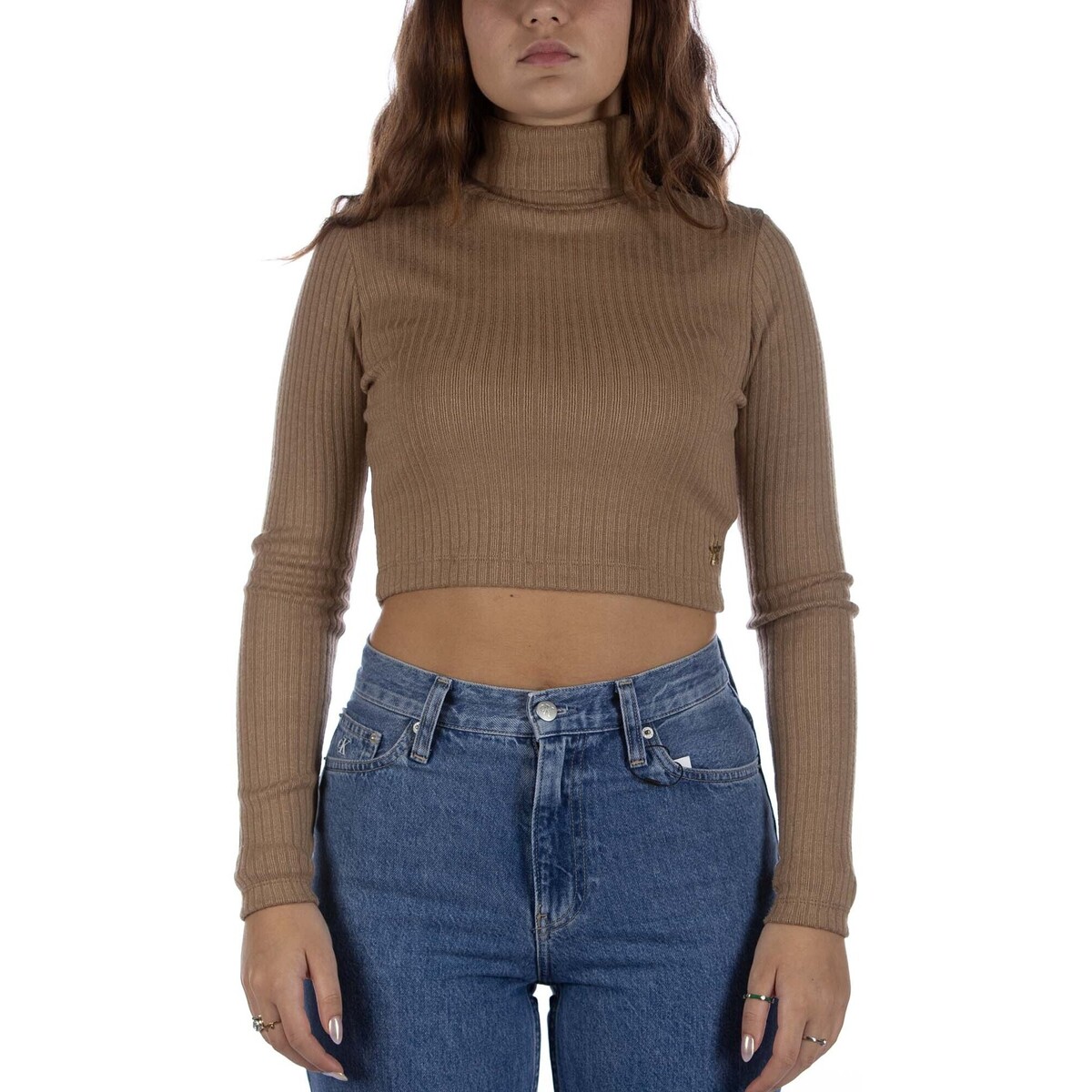 Textiel Dames Sweaters / Sweatshirts Shopart Maglione  Dolcevita Corto Marrone Brown