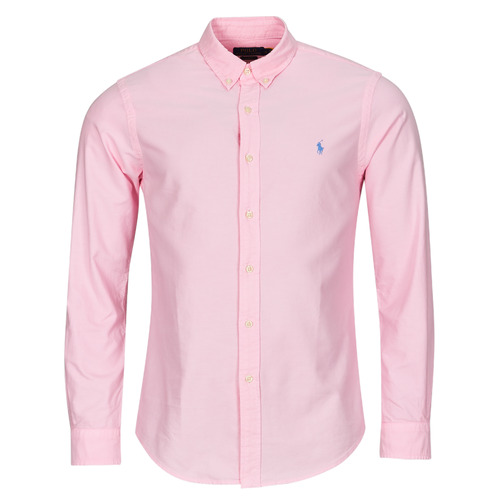 Textiel Heren Overhemden lange mouwen Polo Ralph Lauren CHEMISE AJUSTEE SLIM FIT EN OXFORD LEGER Roze