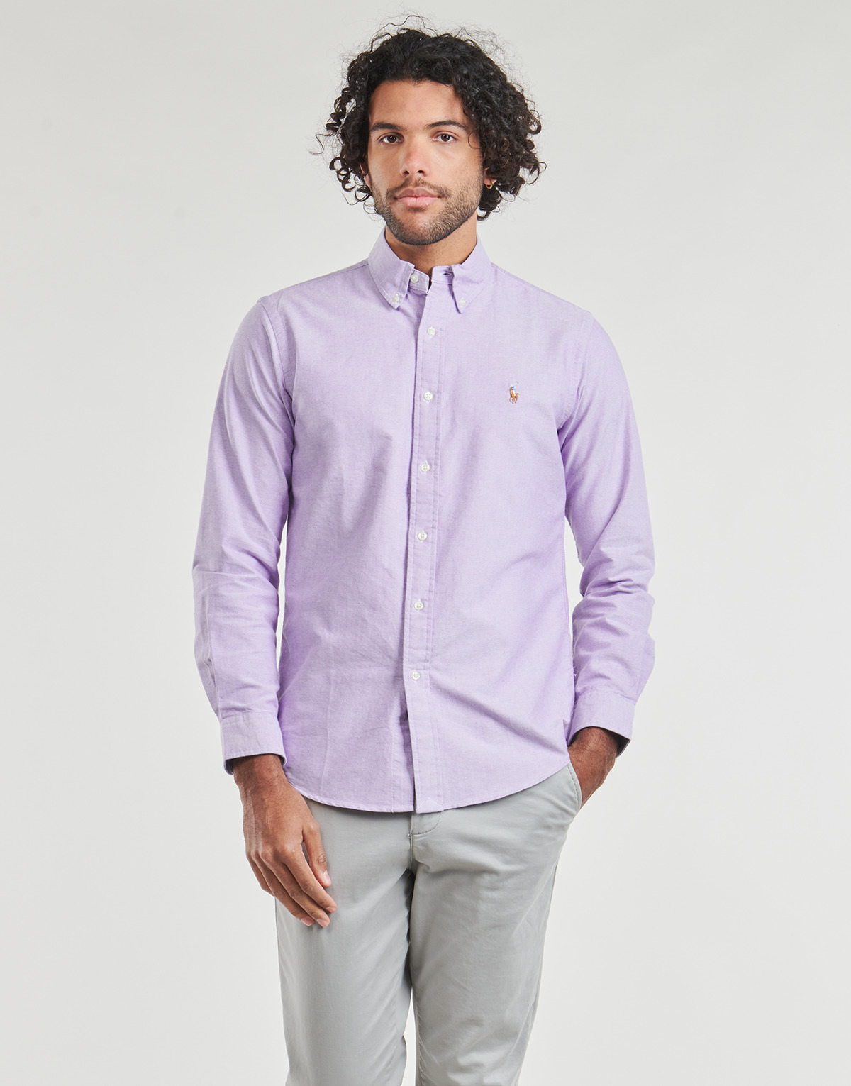 Textiel Heren Overhemden lange mouwen Polo Ralph Lauren CHEMISE COUPE DROITE EN OXFORD Violet