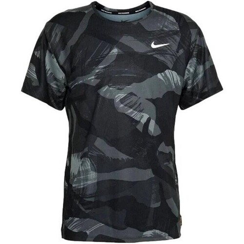 Textiel Heren T-shirts korte mouwen Nike CAMISETA HOMBRE  RUNNING FD4052 Zwart