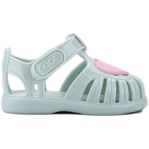 Schoenen Kinderen Sandalen / Open schoenen IGOR Baby Sandals Tobby Gloss Love - Menta Blauw