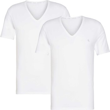 Textiel Heren T-shirts & Polo’s Calvin Klein Jeans S/S V Neck 2Pk Wit
