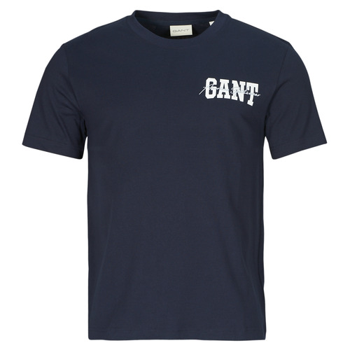 Textiel Heren T-shirts korte mouwen Gant ARCH SCRIPT SS T-SHIRT Marine