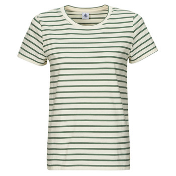 Textiel Dames T-shirts korte mouwen Petit Bateau A0A9P COL ROND Wit / Groen