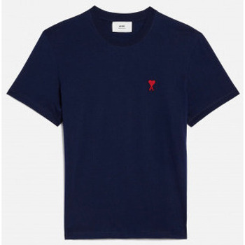 Textiel Heren T-shirts & Polo’s Ami Paris T SHIRT  DE COEUR UNISEX NAUTIC BLUE Marine