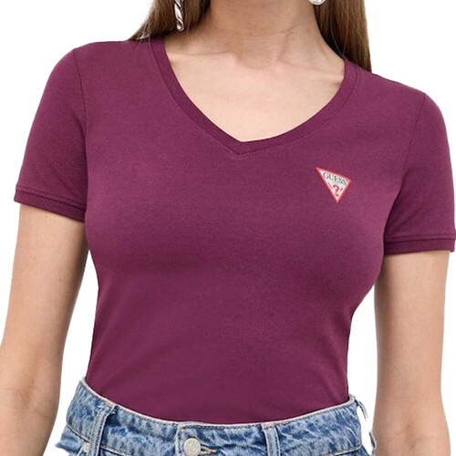 Textiel Dames T-shirts korte mouwen Guess  Violet