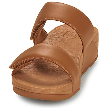 FitFlop Lulu Adjustable Leather Slides Brown /  camel