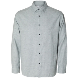 Textiel Heren Overhemden lange mouwen Selected Regowen-Twist L/S - Grey/Asphalt Brown