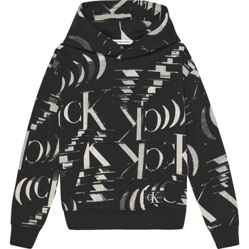 Textiel Jongens Fleece Calvin Klein Jeans Glitched Monogram Hoodie Zwart