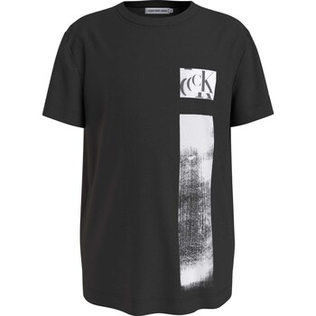 Textiel Jongens T-shirts & Polo’s Calvin Klein Jeans Glitched Monogram T-Shirt Zwart