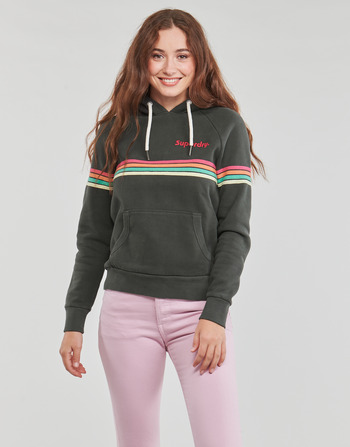 Textiel Dames Sweaters / Sweatshirts Superdry RAINBOW STRIPE LOGO HOODIE Zwart / Multicolour