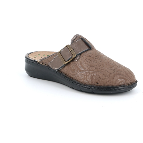 Schoenen Dames Leren slippers Grunland DSG-CE0268 Brown