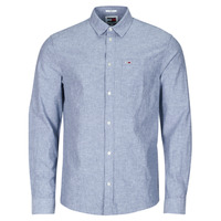 Textiel Heren Overhemden lange mouwen Tommy Jeans TJM REG LINEN BLEND SHIRT Blauw