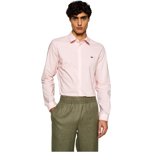 Textiel Heren Overhemden lange mouwen Lacoste CAMISA SLIM FIT HOMBRE   CH5620 Roze
