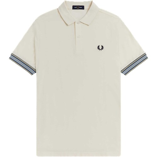 Textiel Heren T-shirts & Polo’s Fred Perry Fp Striped Cuff Polo Shirt Beige