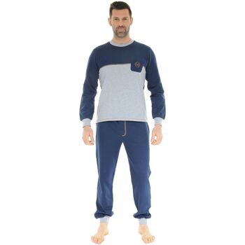 Textiel Heren Pyjama's / nachthemden Christian Cane PYJAMA LONG JOGGING BLEU DORIAN Blauw