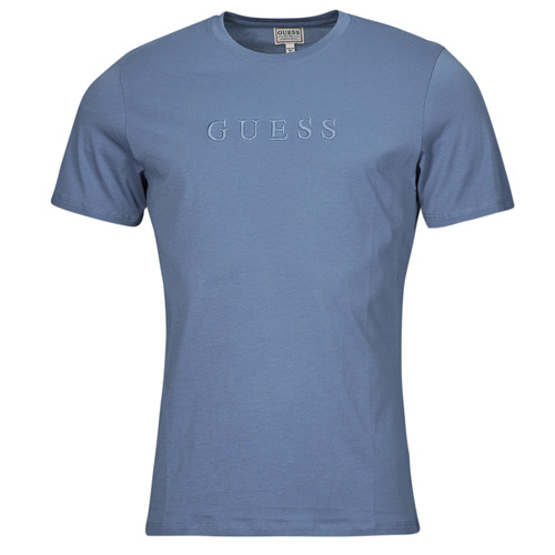 Textiel Heren T-shirts korte mouwen Guess CLASSIC PIMA Blauw