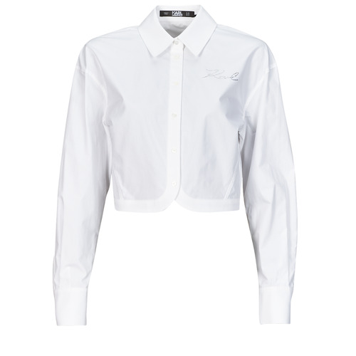 Textiel Dames Overhemden Karl Lagerfeld crop poplin shirt Wit