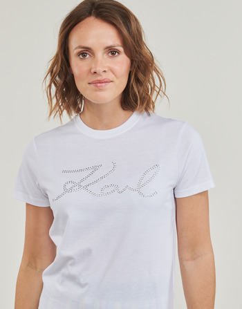 Karl Lagerfeld rhinestone logo t-shirt Wit