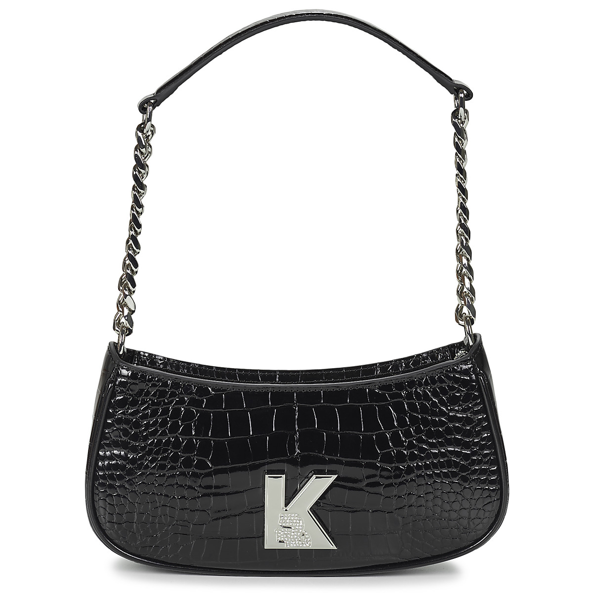 Tassen Dames Handtassen lang hengsel Karl Lagerfeld K/KAMEO SHOULDERBAG CROC Zwart