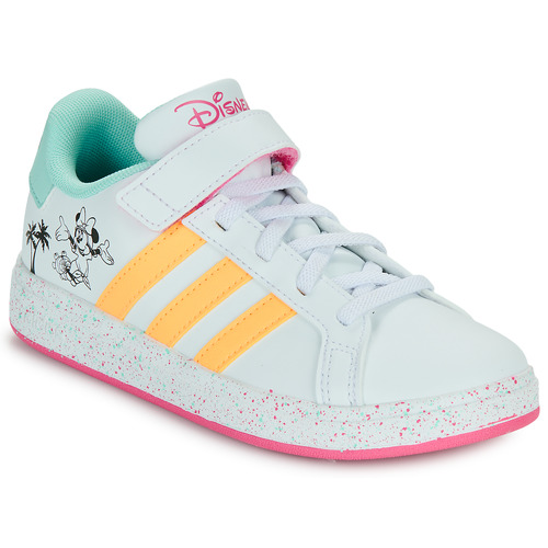 Schoenen Meisjes Lage sneakers Adidas Sportswear GRAND COURT MINNIE EL K Wit / Geel / Roze