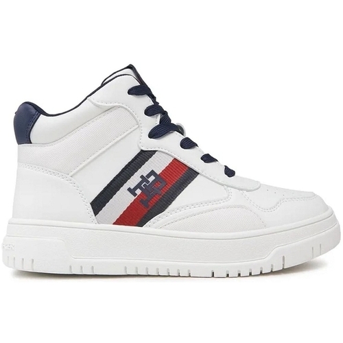 Schoenen Dames Sneakers Tommy Hilfiger STRIPES HIGH TOP LACE-UP Wit
