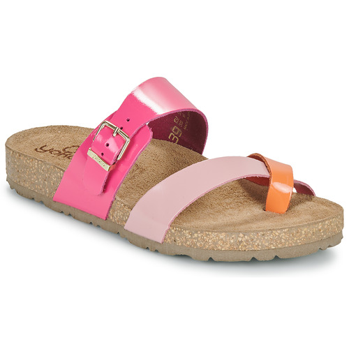 Schoenen Dames Leren slippers YOKONO JERBA Orange / Roze