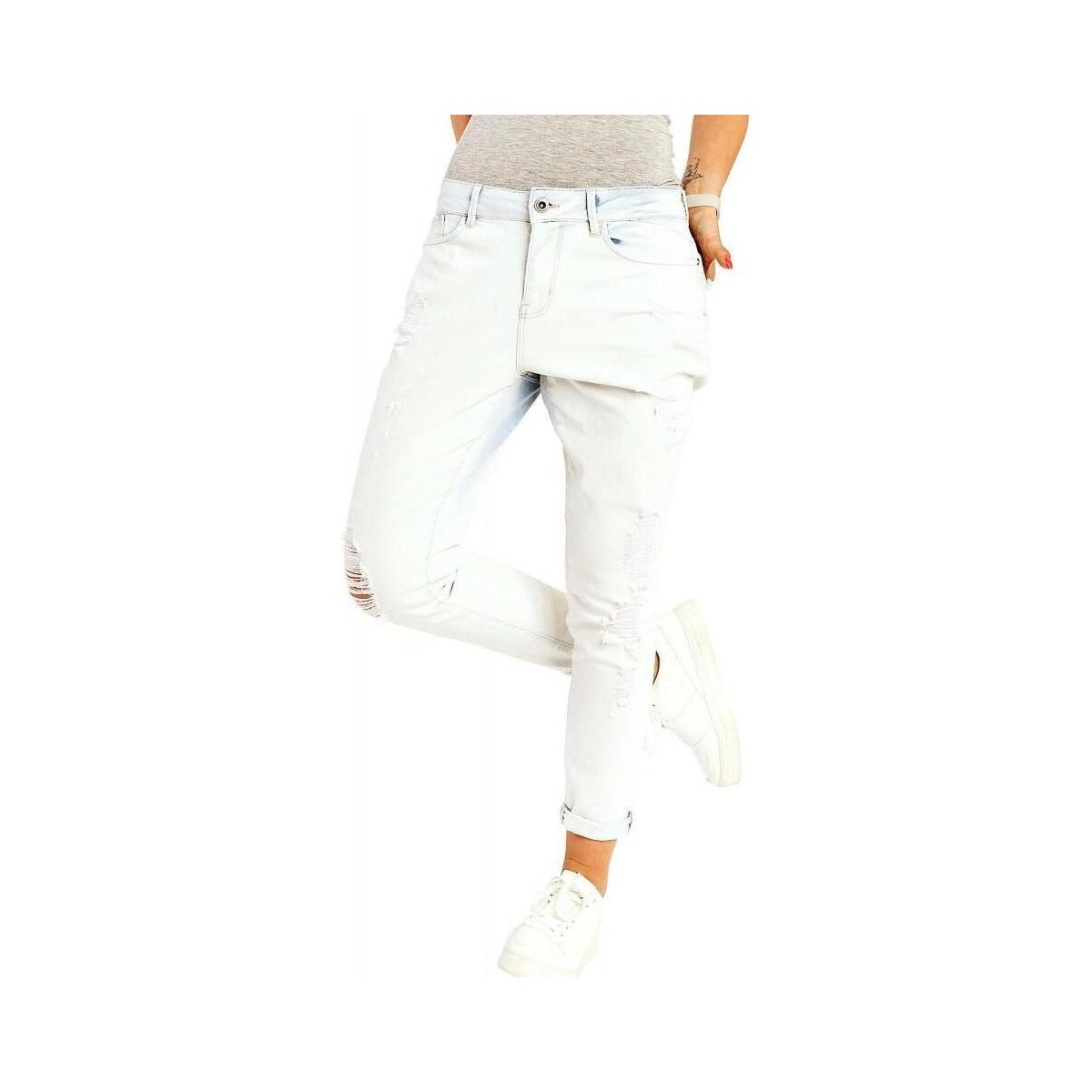 Textiel Dames Broeken / Pantalons Only Lima Boyfriend Jeans L32 - White Wit