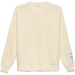 Textiel Dames Sweaters / Sweatshirts Hinnominate Maglia Corta Girocollo Costa Perlata Con Etichetta Wit