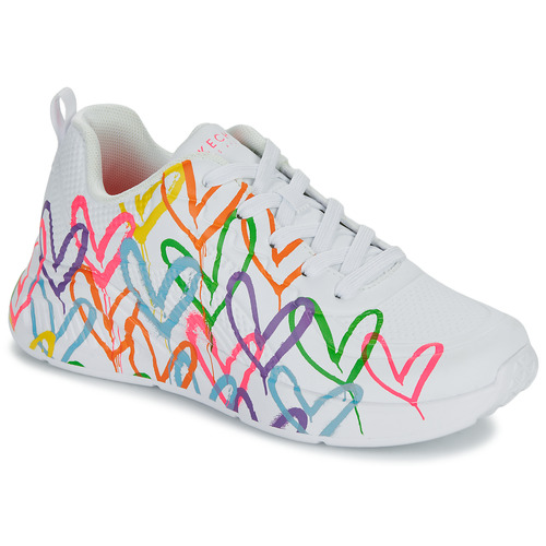 Schoenen Dames Lage sneakers Skechers UNO LITE GOLDCROWN - HEART OF HEARTS Wit / Multicolour