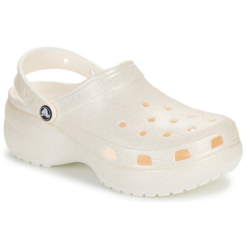Schoenen Dames Klompen Crocs Classic Platform Glitter ClogW Beige / Glitter