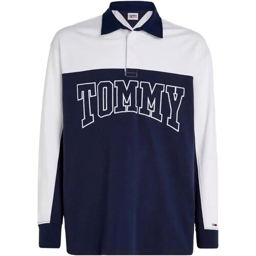 Textiel Heren Polo's korte mouwen Tommy Jeans POLO DE RUGBY OVERSIZE   DM0DM17702 Blauw
